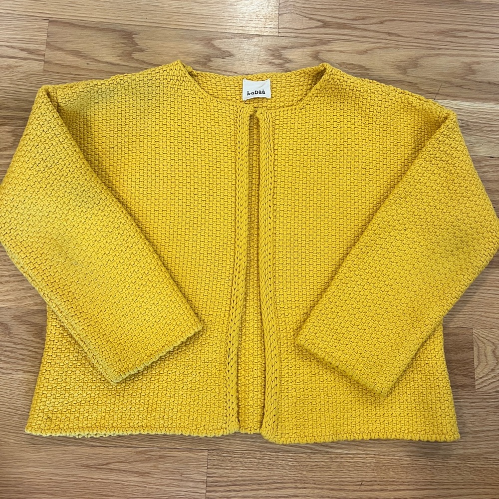 Babaa‎ 100% Spanish Cotton Yellow Knit Sweater Designer - Picture 11 of 12